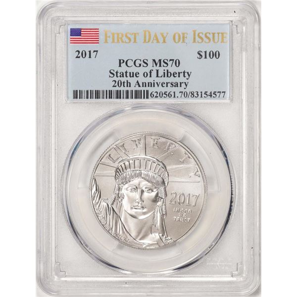 2017 $100 Platinum American Eagle Coin PCGS MS70 FDOI 20th Anniversary