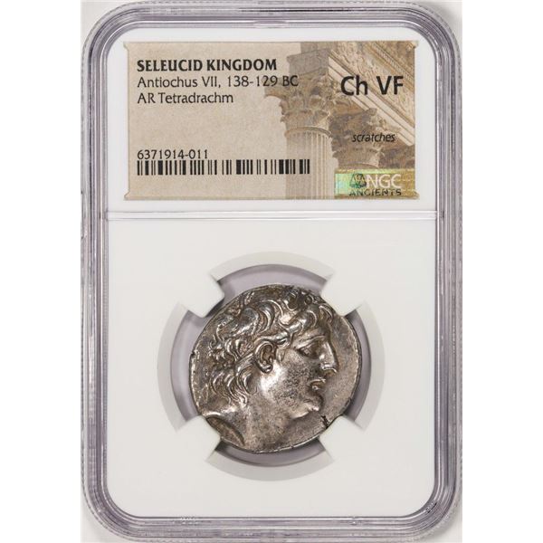 138-129 BC Seleucid Kingdom Antiochus VII AR Tetradrachm Ancient Coin NGC Ch VF