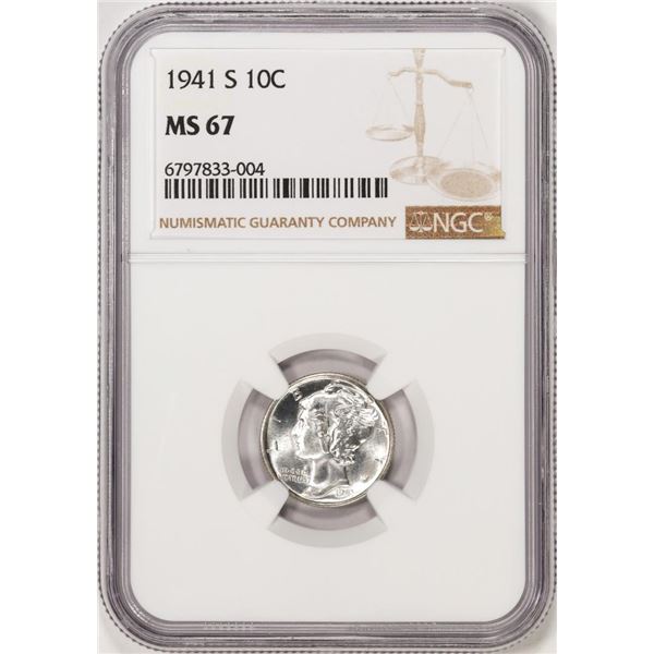 1941-S Mercury Dime Coin NGC MS67