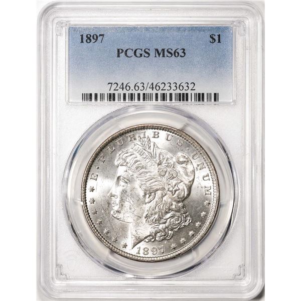 1897 $1 Morgan Silver Dollar Coin PCGS MS63