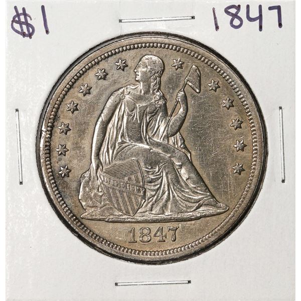 1847 $1 Seated Liberty Silver Dollar Coin
