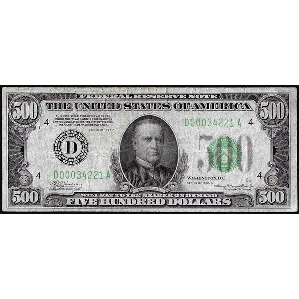 1934A $500 Federal Reserve Note Cleveland