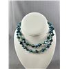 Image 2 : Vintage Double Strand Blue Beads Choker Necklave. Self Adjusting Length