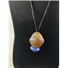 Image 2 : Raw Amber & ultra Blue Color Glass Bead Pendants with Black Leather Cord