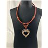 Image 2 : Lovely Vintage Borealis Rhinestones Heart shape Pendant with Cord Necklace