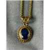 Image 2 : Lovely Vintage Large Genuine Blue Saphire Pendant w/Chain