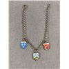 Image 1 : Vintage 800 Silver Enamel Crests Charm Bracelet. Wiensbaden, Heildelberg 7" Original Patina