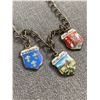 Image 2 : Vintage 800 Silver Enamel Crests Charm Bracelet. Wiensbaden, Heildelberg 7" Original Patina