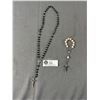 Image 1 : Vintage Italian Rosary & Crucifix With 11 Hand Carved Pinkish White Genuine Coral Beads