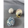 Image 2 : Lot Of Hand Decorated Real Egg Shells (some damage) & 1 -  4" Tall Porelain Egg,  Crafted In USA By 