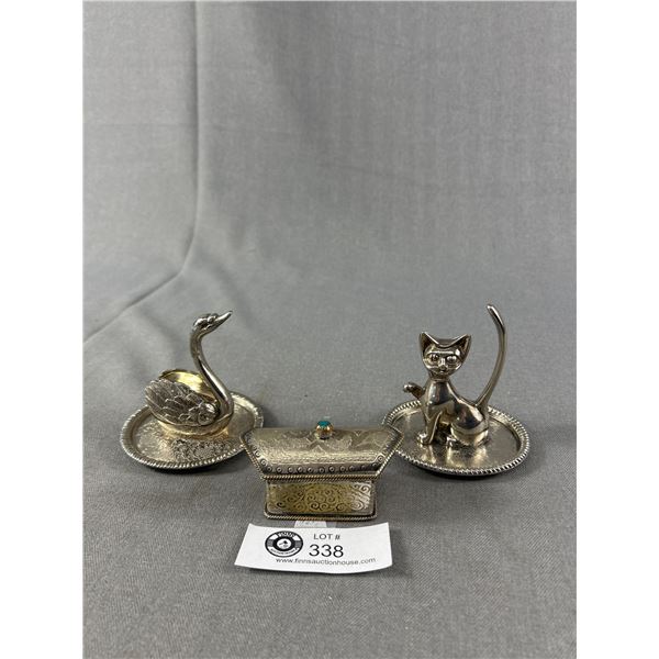 Silver Plated Lot - Ring Holders & Trinket Box