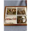 Image 2 : Small Wooden Jewelry Box w/ Contents