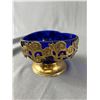 Image 3 : Vintage Cobalt Blue Brass & Glass Heart Shaped Trinket Box Plus Metal Trinket Box