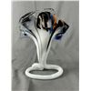 Image 2 : Beautiful Hand Blown Glass Flower Vase. Approx. 9" T