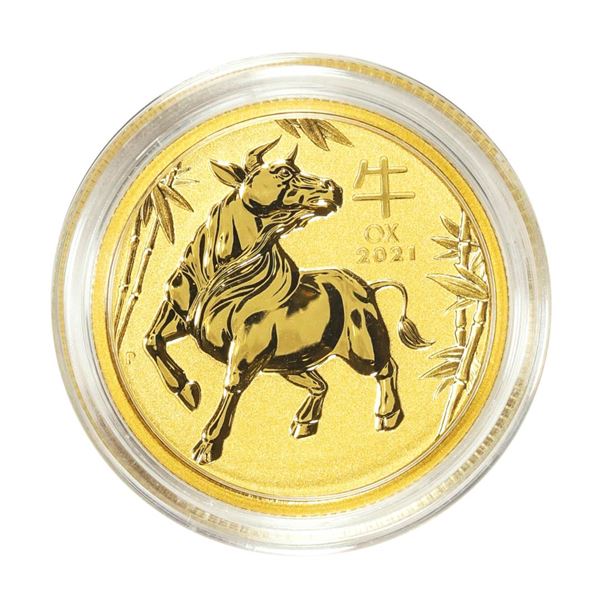 2021 $25 Australia Lunar Year of the Ox 1/4 oz. Gold Coin