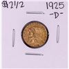 Image 1 : 1925-D $2 1/2 Indian Head Quarter Eagle Gold Coin