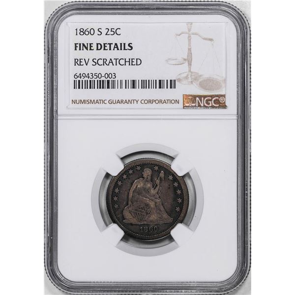 1860-S Liberty Seated Quarter Coin NGC Fine Details