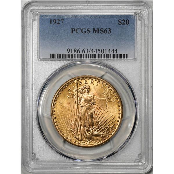 1927 $20 Liberty Head Double Eagle Gold Coin PCGS MS63