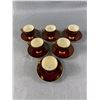 Image 1 : Set Of 6 Vintage Carlton Ware England "Rouge Royale" Demitasse Cups & Saucers