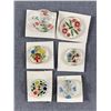 Image 1 : 6 Antique Hand Painted Glass Buttons - Made In Czechoslovakia