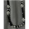 Image 2 : Vintage French Black and Crystal Beads Necklace. Extra Length and Bracelet