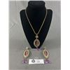 Image 1 : Unique Design Pendant and Chain Necklace & Matching Pair of Dangle Earrings