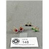 Image 1 : Pair of Ruby Red Stones Stud Earrings. Interchanged with Emerald Green & Sapphire Blue Stones Earrin