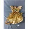 Image 1 : Large Porcelain Look Angel. Gold Gown w/Bead & Lace Accents Approx. 24"H