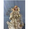 Image 2 : Tree Top Angel w/ Porcelain Head & Hands. Faux Fur Trim, Rhinestone & Bead Accents. Approx.15"H