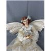 Image 2 : Large Porcelain Look Angel. White Gown w/ Bead & Lace Accents. Approx. 24"H