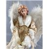 Image 2 : Table Tob Angel, Porcelain Head & Hands. Silver Dress w/ Feathers, Faux Fur Trim, Gold & Silver Acce