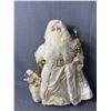 Image 2 : 2 Tree Top Santas w/ Porcelain Head & Hands. Gold Robed Trimmed In Faux Fur. Both Approx. 18" H