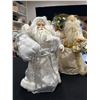 Image 2 : 3 Decorative Silver & Gold Tree Top Santas. 2 -18" H & 1- 17" H w/Porcelain Head & Hands