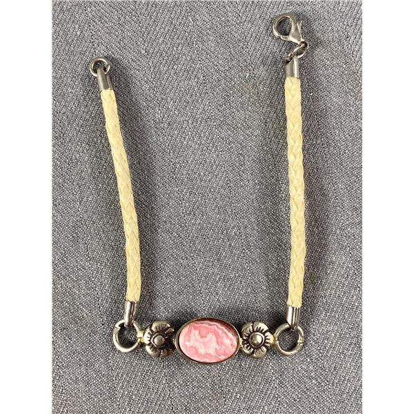 Unusual Sterling & Pink Stone Bracelet