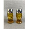 Image 2 : Amber Coloured S&P Shakers & Light Amber Pitcher. Approx. 9 1/2" H