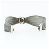 Image 3 : Estate 18k White Gold 6.5" Wide Scrunched Mesh Link Bracelet w/ 10mm Mabe Pearl