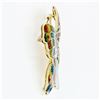 Image 6 : Estate 18k Gold Large Colorful Plique a Jour Enamel Diamond Butterfly Brooch Pin