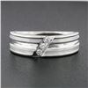 Image 3 : Men's 14k White Gold LEOï¿½ Diamond Diagonal Channel Grooved Wedding Band Ring