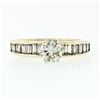 Image 4 : 14k Gold 1.41 ctw Round Diamond Solitaire Channel Baguette Promise Engagement Ri