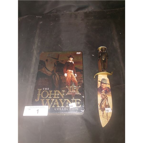 John Wayne collection, DVD set & decorative wall knife