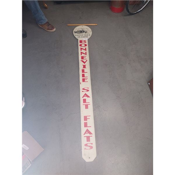 Custom painted wood sign Bonneville Salt Flats 70" tall