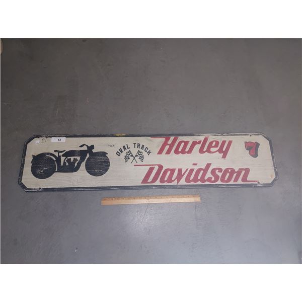 Custom wooden Harley-Davidson oval track sign 48"