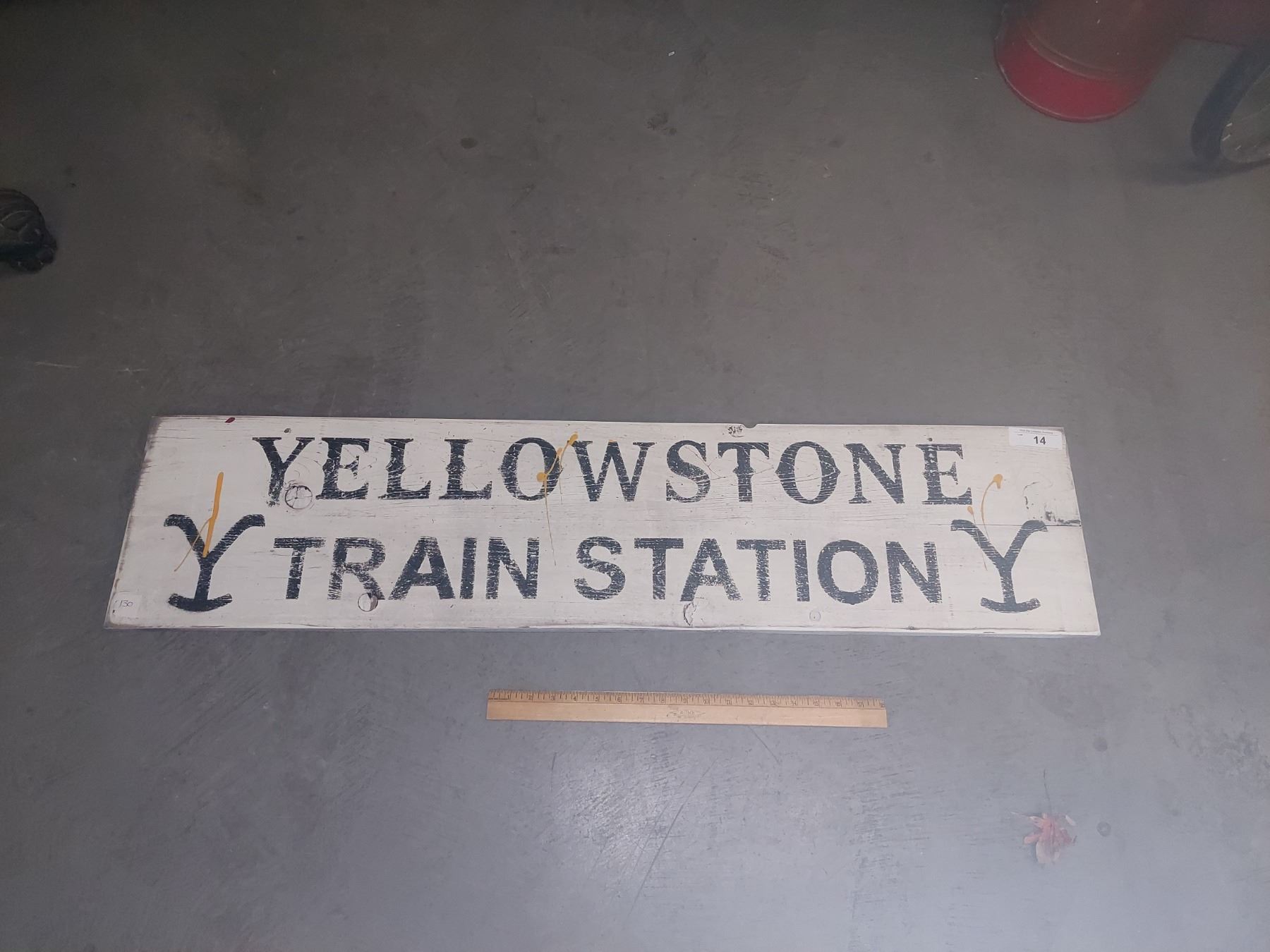 Custom painted wood sign, Yellowstone Train Station 45"