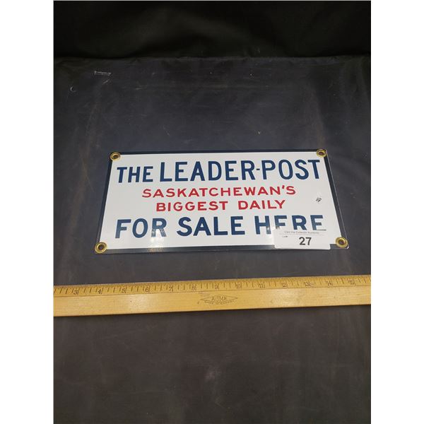 Beautiful vintage porcelain sign, Sask Leader Post