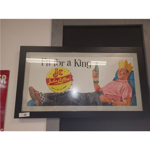 Beautifully framed John Collins ad. 35"x19"