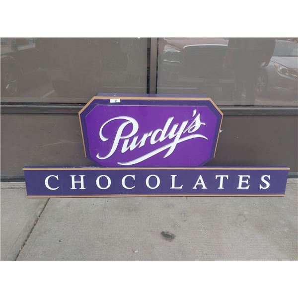 Purdy's Chocolates store advertising light up signs 84'x11" and 40'x25"