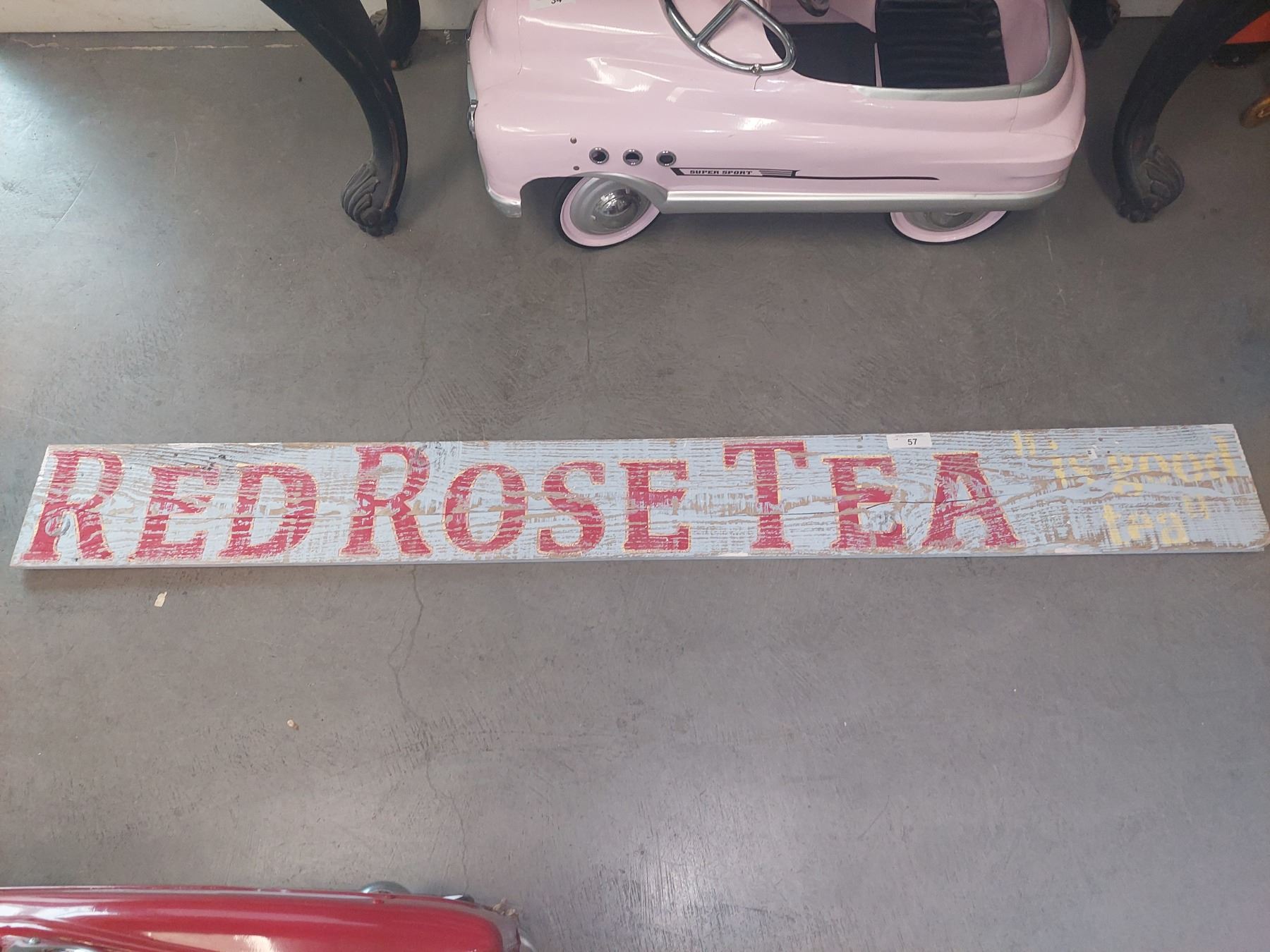 Custom Wooden sign red rose tea, 72'
