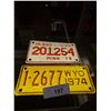 Image 1 : 1974 Motorcycle Wyoming License Plate and Mint Condition Minn. Motorcycle platee