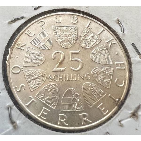 1970 Austria 25 Schillings Commemorative Franz Lehar Uncirculated Silver Coin