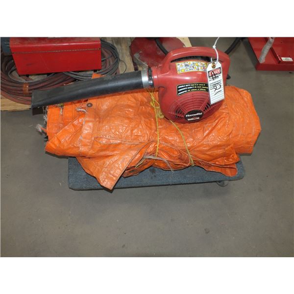 Large Tarp & Homelite Gas Powered Leaf Blower